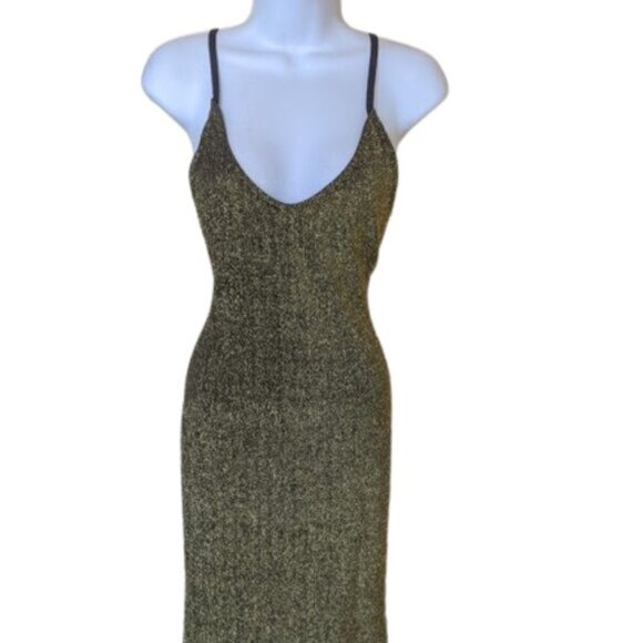 Metallic Gold Shimmery Maxi Dress Size XS - Picture 3 of 5